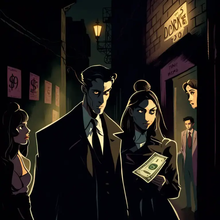 Visual representation of "pimp" - To arrange clients for prostitutes and collect a part of their earnings.