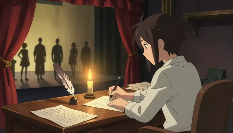 Visual representation of "playwright" - A person who writes plays for the theater