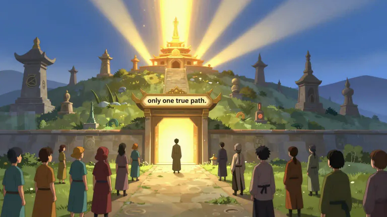 Visual representation of "exclusivism" - A doctrine stating that only one religion or belief system is the true one, often excluding others as false.