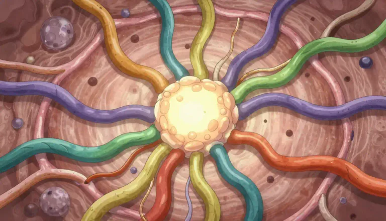 Visual representation of "proteoglycan" - Proteoglycans are large molecules found in connective tissue that consist of a protein core attached to glycosaminoglycans (GAGs). They help maintain the structural integrity of tissues.