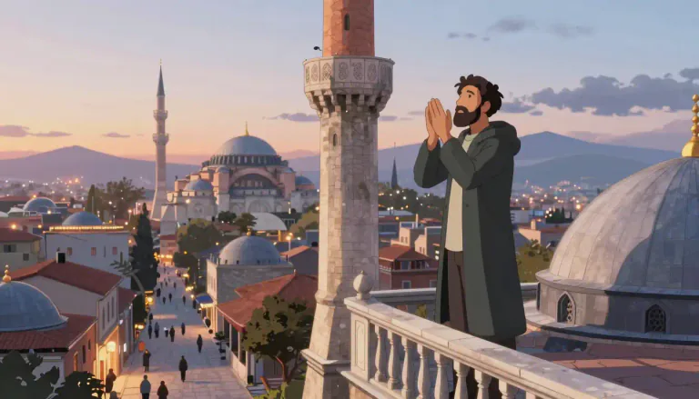 Visual representation of "muezzin" - The person who calls Muslims to prayer from a mosque.