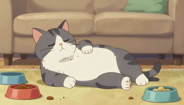 Visual representation of "overfed" - Given too much food to eat