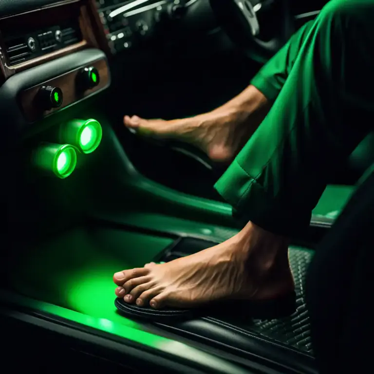 Visual representation of "put your foot down" - Accelerate a car by pressing the accelerator pedal fully