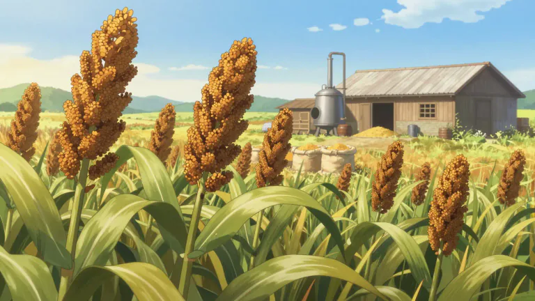 Visual representation of "sorghum" - A type of grain that is grown in warm climates, mainly used for animal feed and making biofuels and alcoholic beverages