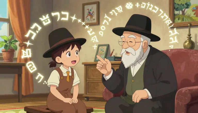 Visual representation of "yiddish" - A language derived from German, infused with Hebrew and other Slavic elements, traditionally spoken by Ashkenazi Jews.