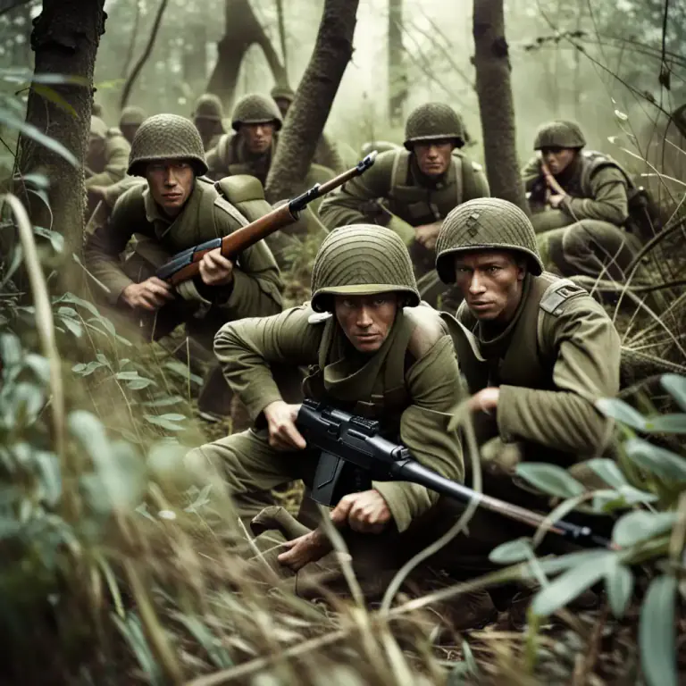 Visual representation of "break cover" - To leave a hidden position, especially in hunting or wartime scenarios.