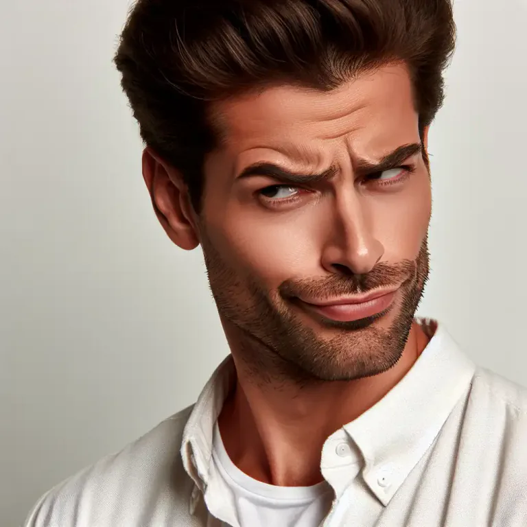 Visual representation of "sneer" - A contemptuous or mocking smile, remark, or tone.