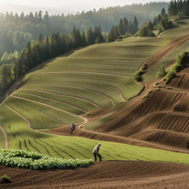 Visual representation of "terrace" - A flat area made in a slope for plantings, with sides that drop off