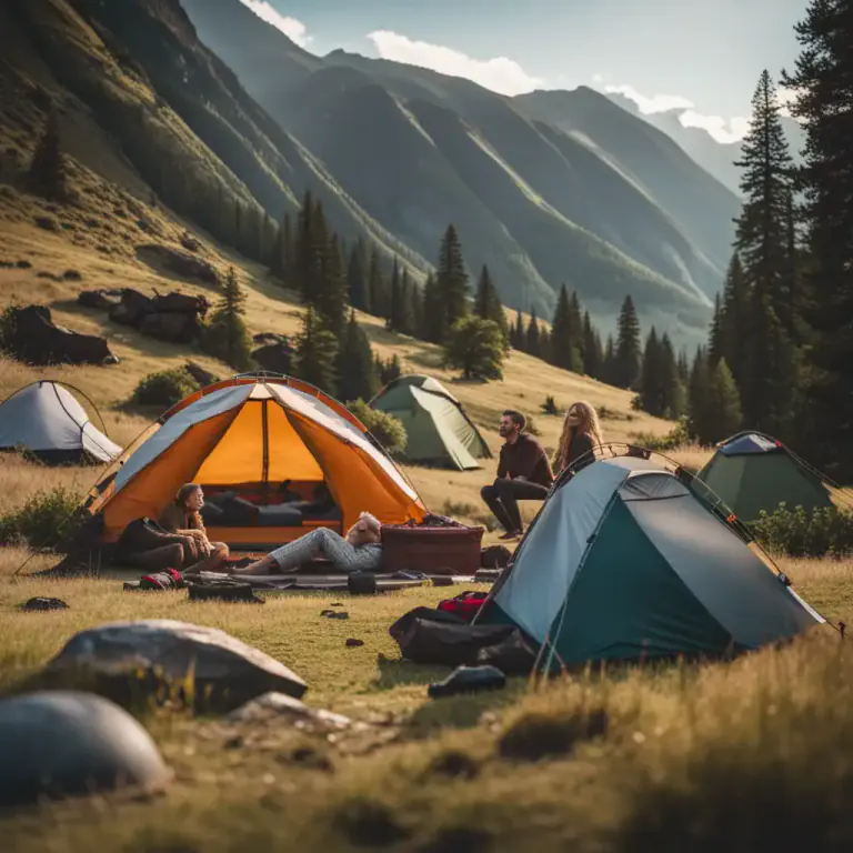 Visual representation of "under canvas" - Living or sleeping outdoors, usually in a tent