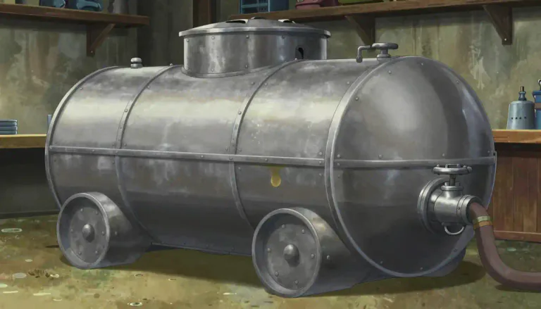 Visual representation of "tank" - A large container for holding liquid or gas