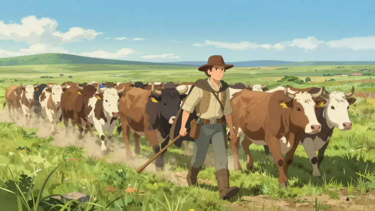 Visual representation of "drover" - A person who drives cattle or sheep especially over long distances.