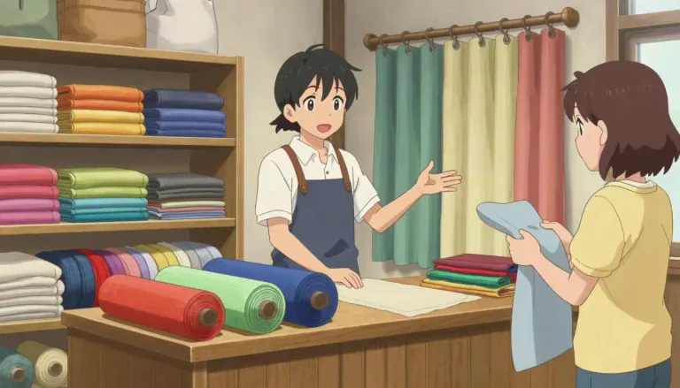 Visual representation of "draper" - A person who sells cloths and curtains