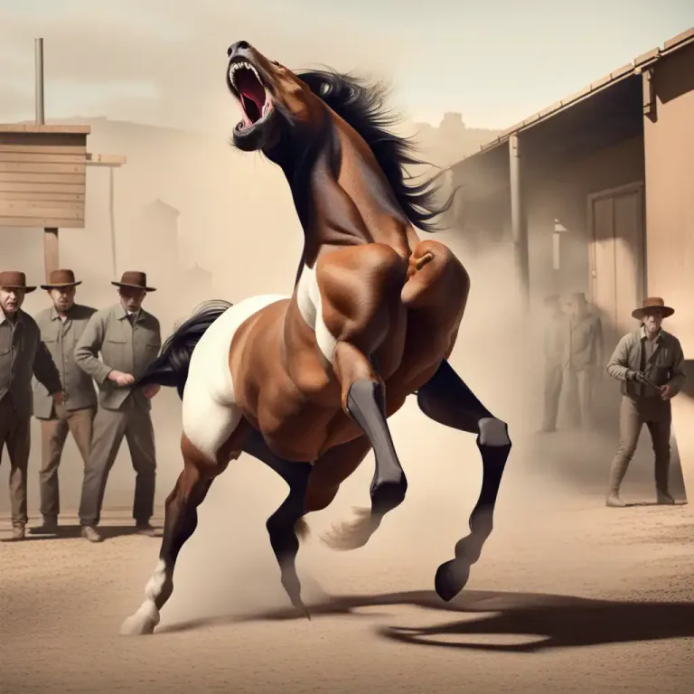 Visual representation of "kick up" - To rear up on the hind legs, as a horse does.