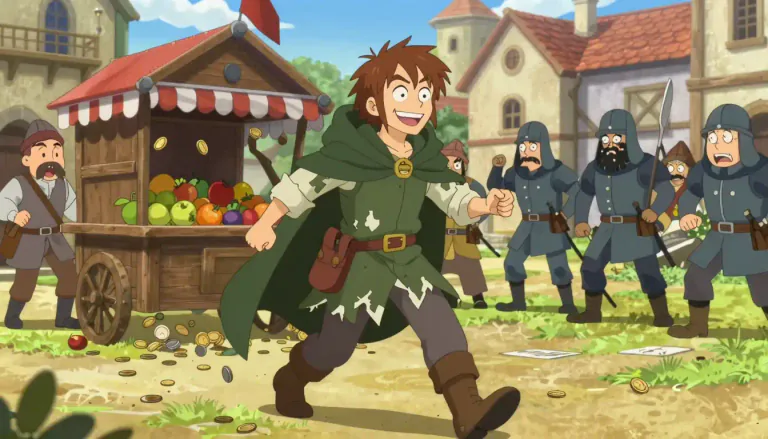 Visual representation of "picaresque" - Related to stories or novels describing the adventures of a rogue hero, usually in a humorous or satirical way.