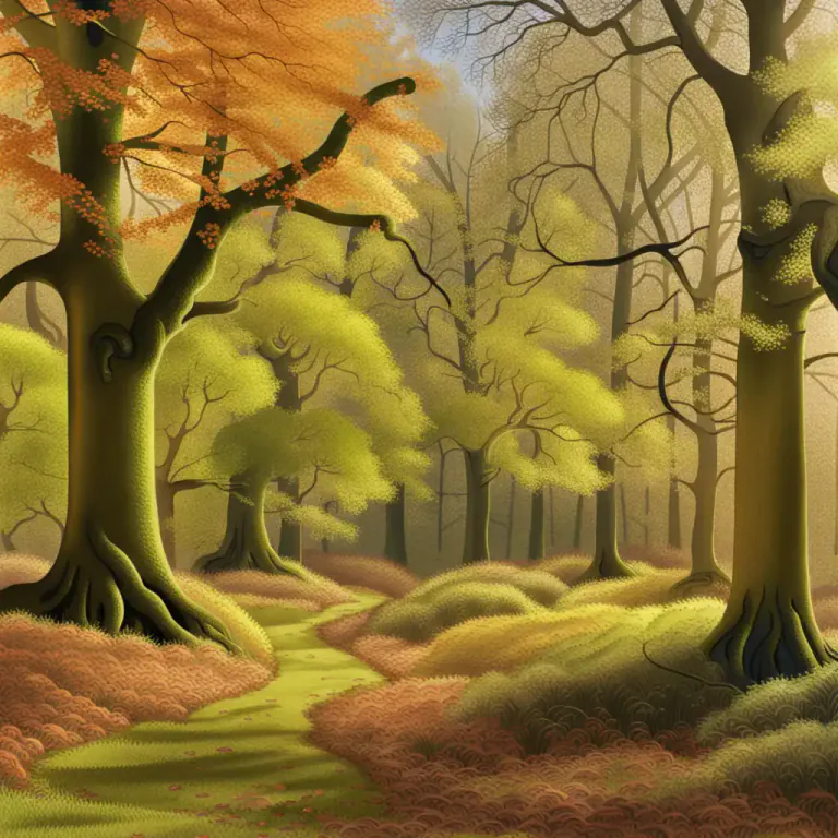 Visual representation of "hardwood" - A type of plant that loses its leaves in the fall and grows new ones in the spring.
