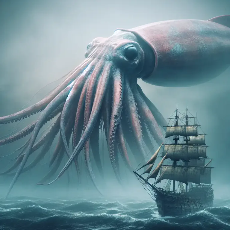 Visual representation of "kraken" - A type of gigantic squid or octopus