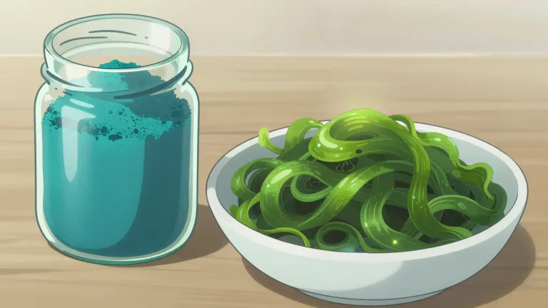 Visual representation of "spirulina" - Spirulina is a type of blue-green algae that is rich in nutrients and often used as a dietary supplement.