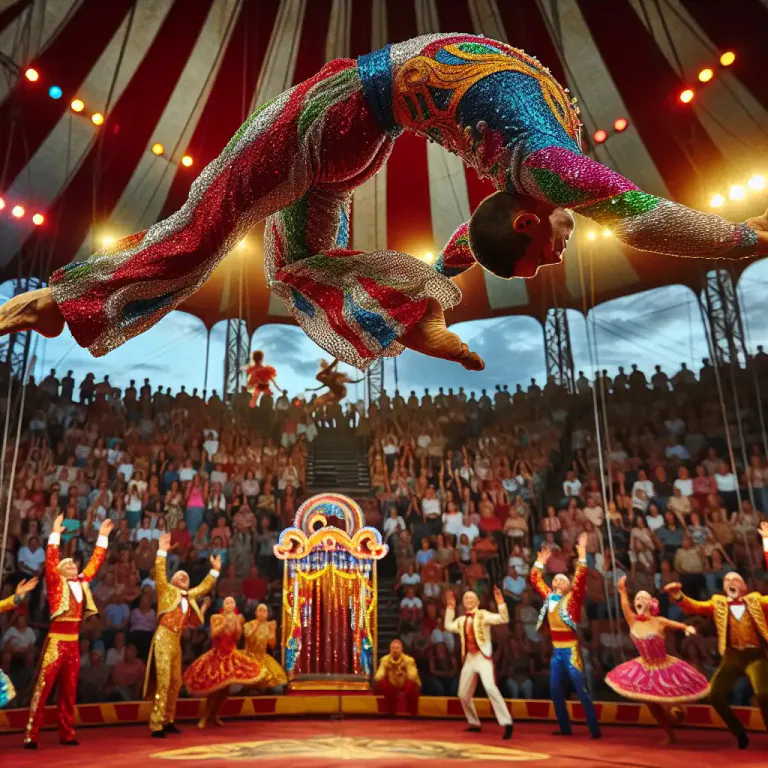 Visual representation of "tumbler" - A type of acrobat, someone who performs gymnastic feats.