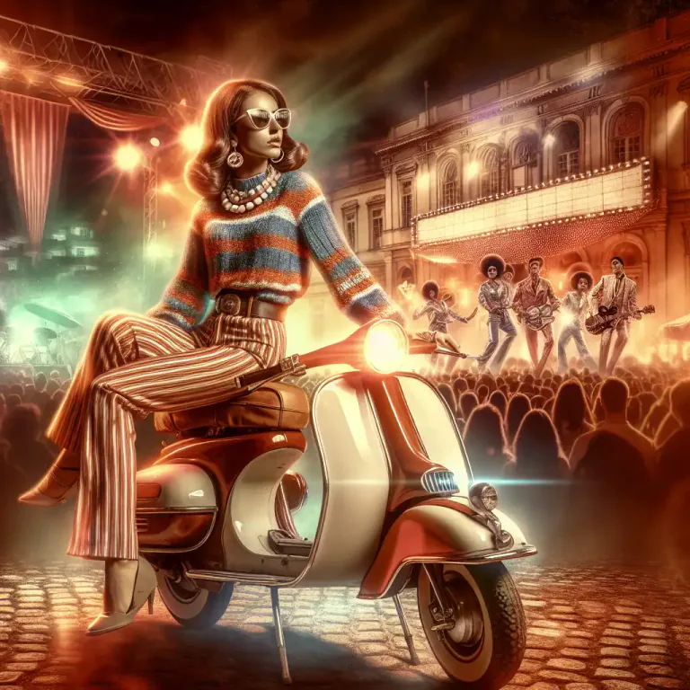 Visual representation of "mod" - A young person, especially in the 1960s, belonging to a group that wore stylish clothes, rode scooters, and liked soul music