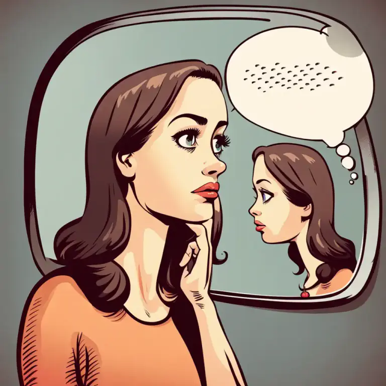 Visual representation of "turn in on yourself" - To begin to inwardly analyze your thoughts and feelings.