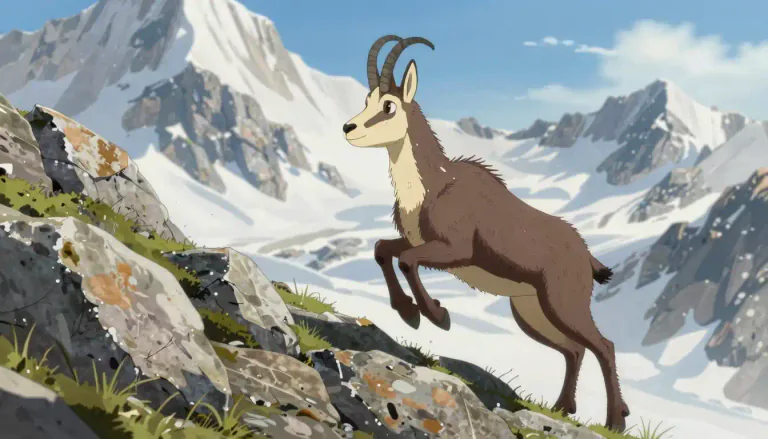 Visual representation of "chamois" - A type of animal that lives on mountains in Europe