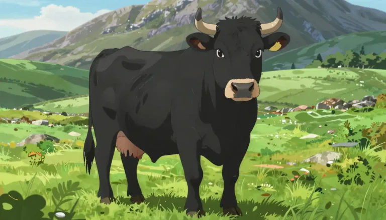 Visual representation of "angus" - A breed of cattle known for its high-quality beef, originating in Scotland.