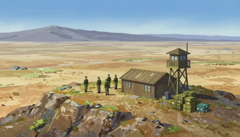 Visual representation of "outpost" - A distant or remote location where a group of people, like soldiers or researchers, are stationed.