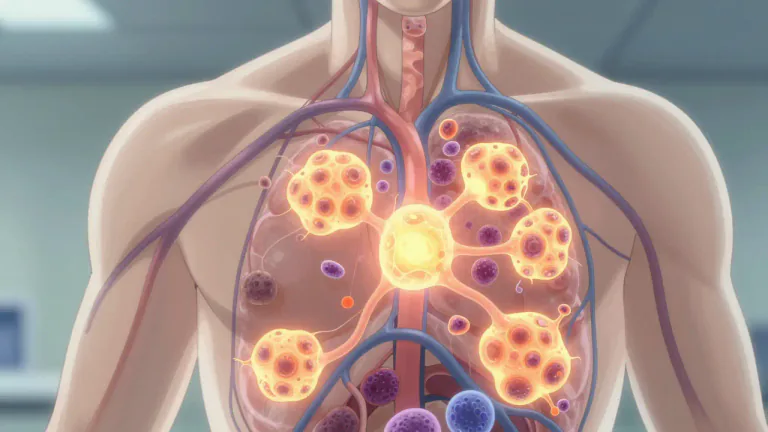 Visual representation of "lymphoma" - A type of cancer that starts in cells of the body's immune system, especially in the lymph system.