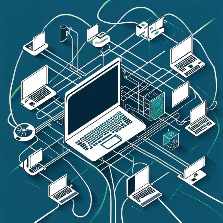 Visual representation of "network" - A system of computers and other devices that are connected to each other