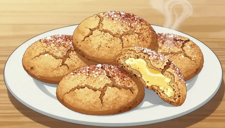 Visual representation of "snickerdoodle" - A snickerdoodle is a type of cookie made with flour, sugar, butter, and cinnamon, often rolled in a mixture of cinnamon and sugar before baking.