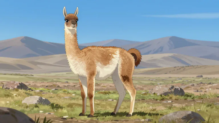 Visual representation of "guanaco" - A guanaco is a large, wild South American mammal related to the llama, typically found in the Andean regions.