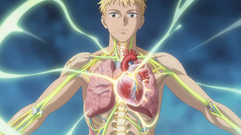 Visual representation of "sympathetic" - Relating to the part of the nervous system that makes the body ready for action by increasing the heart rate, etc.