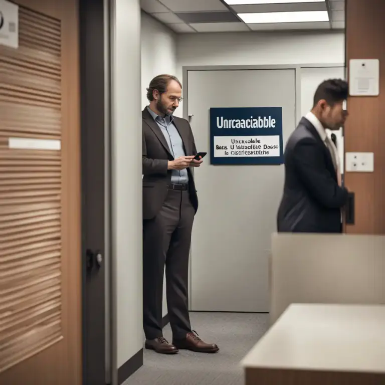 Visual representation of "in/out of pocket" - Not available or in a place where you cannot be communicated with.