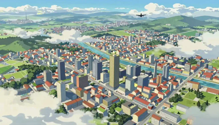 Visual representation of "aerial" - Existing, happening, or operating in the air.