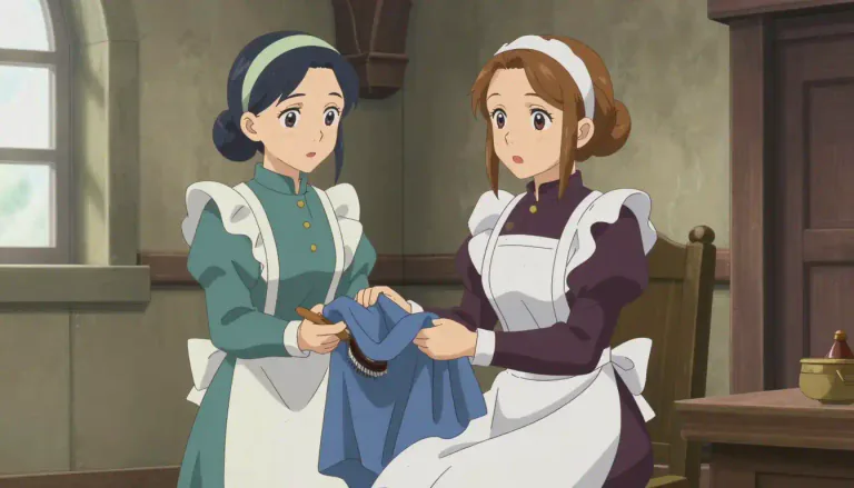 Visual representation of "handmaid" - A female servant, especially one who assists another woman.