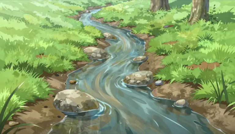 Visual representation of "creek" - A small, narrow and shallow stream or river