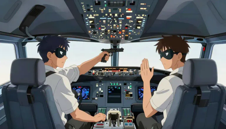 Visual representation of "hijack" - to take control of something, like a vehicle or plane, especially by using force