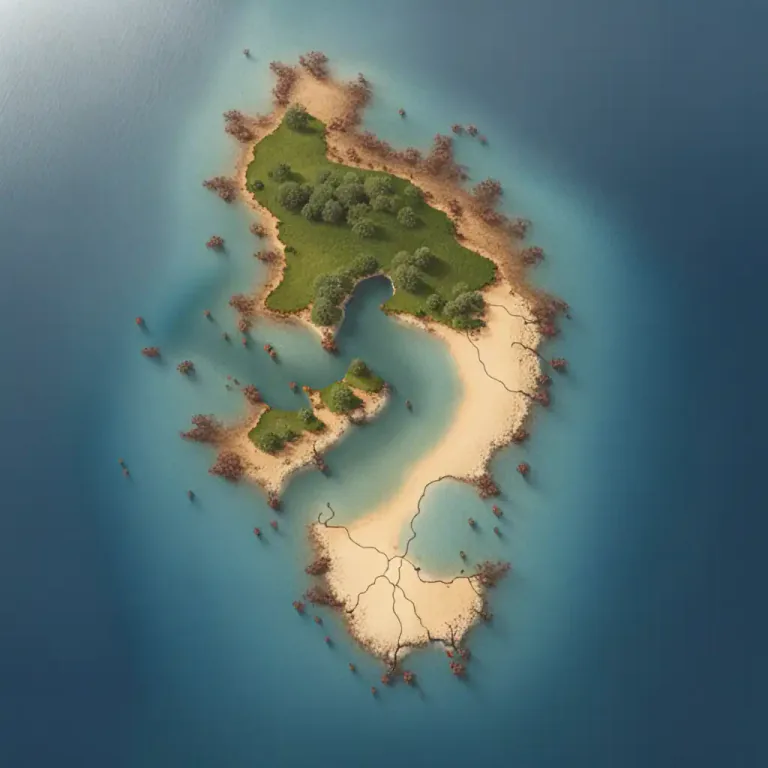 Visual representation of "split away" - In geology, when a part of the earth's crust splits away from the main land.