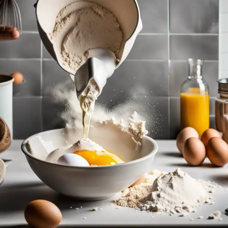Visual representation of "blend in" - To put ingredients together until they are smoothly mixed