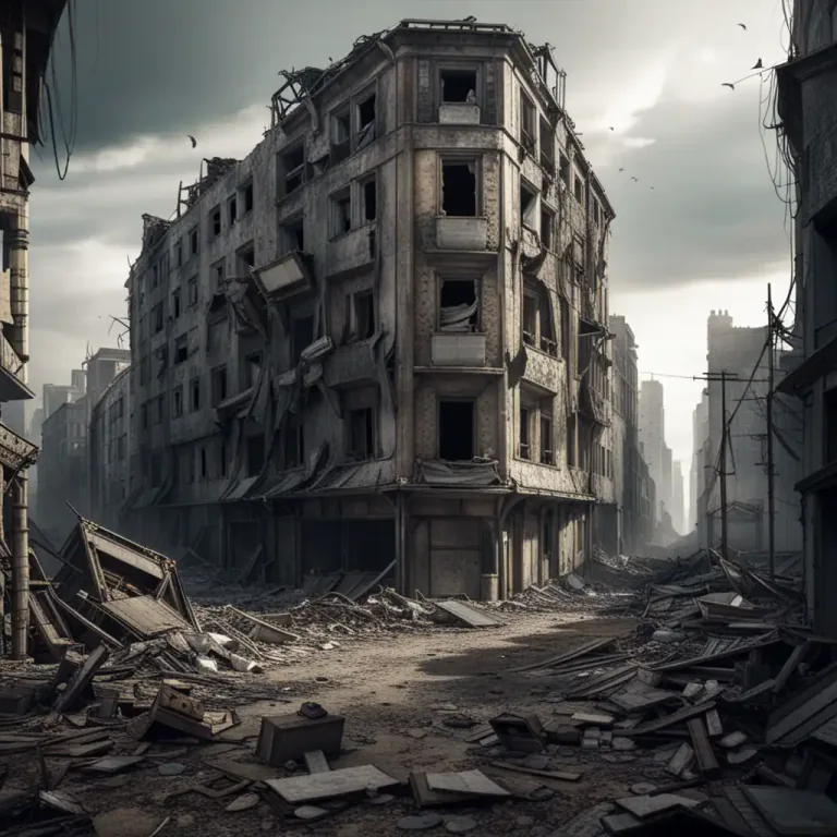 Visual representation of "desolate" - To make a place empty or not cared for, often lonely and sad.