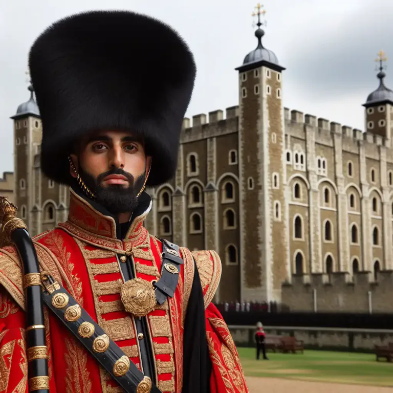 Visual representation of "beefeater" - A guard at the Tower of London in the United Kingdom.