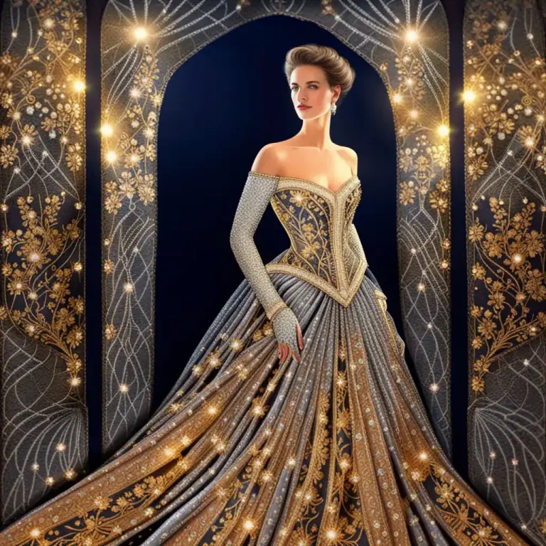Visual representation of "bullion" - A decorative craft method using gold or silver threads.