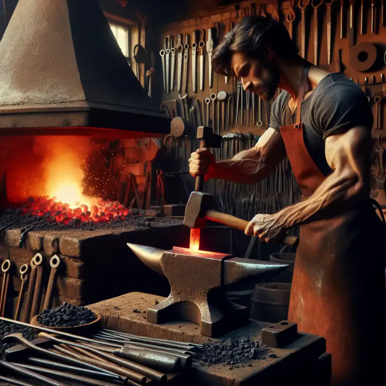 Visual representation of "forger" - A person who shapes metal with a hammer or similar tool