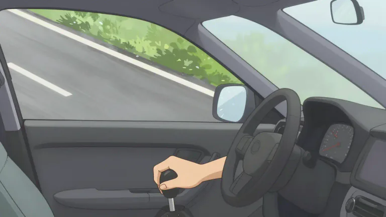 Visual representation of "downshift" - To change to a lower gear in a vehicle's transmission.