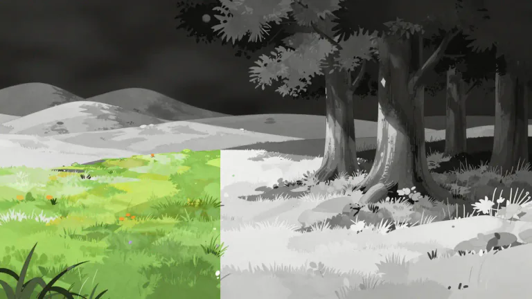 Visual representation of "grayscale" - Grayscale refers to a range of shades of gray used in visual effects, where colors are represented only as varying shades from black to white.