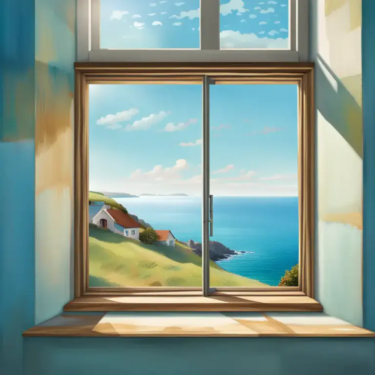 Visual representation of "overlook" - To have or provide a view of, especially from above