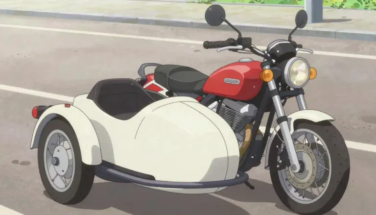Visual representation of "sidecar" - A small, lightweight vehicle attached to the side of a motorcycle for carrying a passenger.
