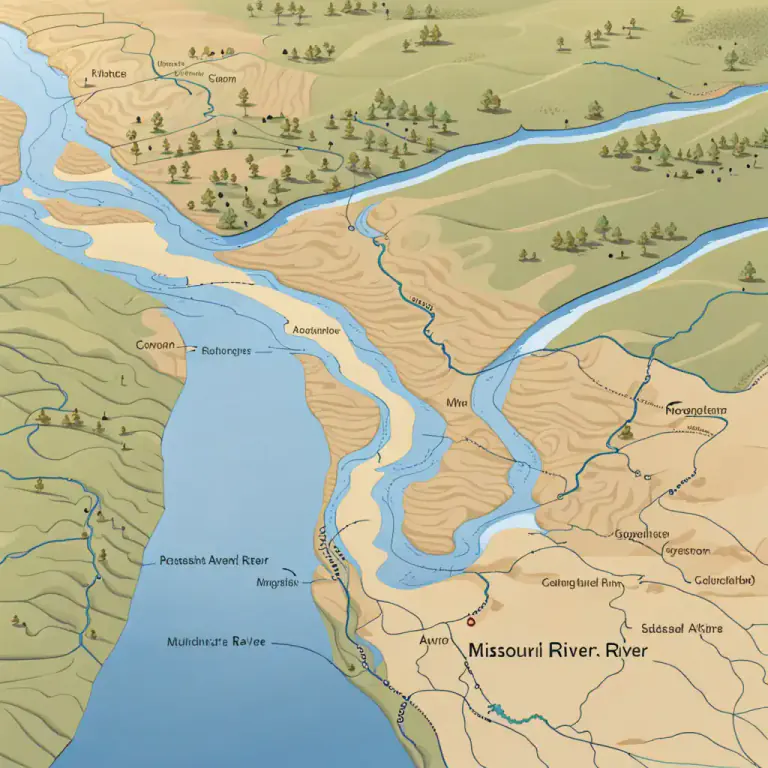 Visual representation of "affluent" - A stream or river that flows into a larger one
