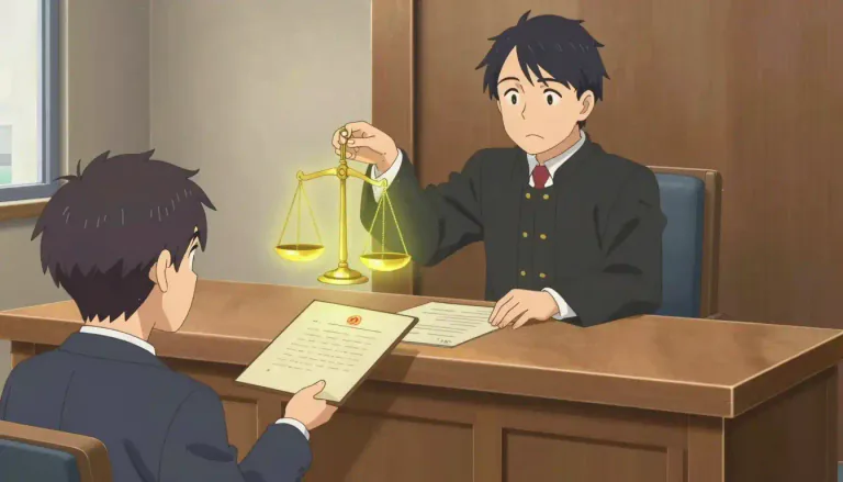 Visual representation of "justiciable" - Capable of being brought before a court of law for adjudication.