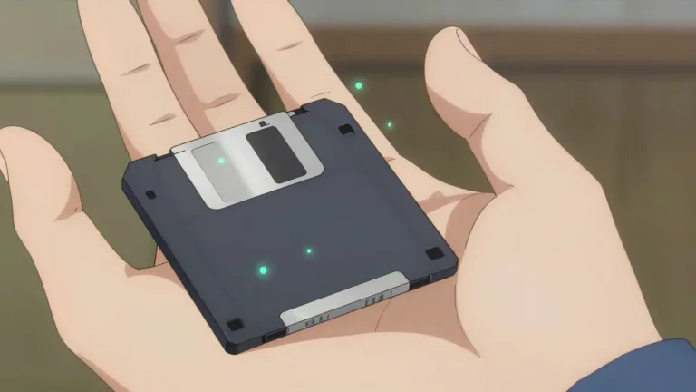 Visual representation of "diskette" - A small, portable storage medium used to save and transfer digital data, such as floppy disks.